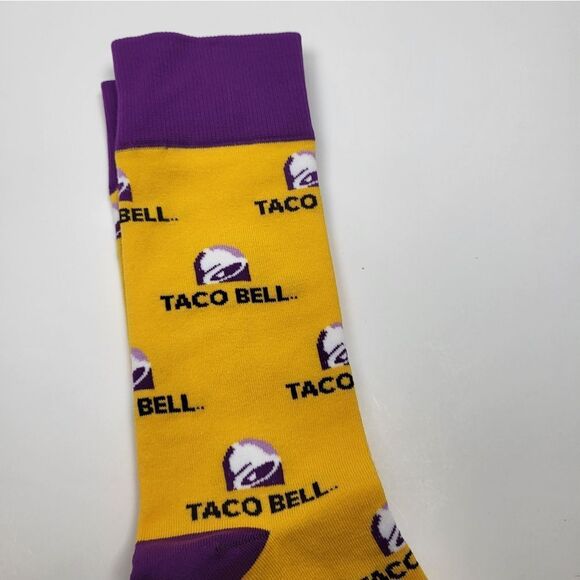 NWT - Taco Bell Yellow and Purple Men's Socks - One Size Fits All, Unisex - Picture 5 of 5